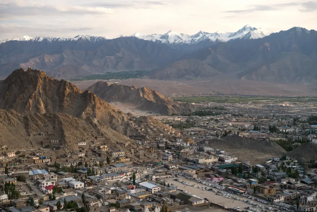 Panoramic view of Leh city, the central base for tourists exploring Ladakh