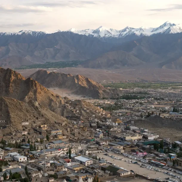 Panoramic view of Leh city, the central base for tourists exploring Ladakh